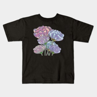 Calming Stained Glass Bouquet, Purple, Pink, Peach and Blue Kids T-Shirt